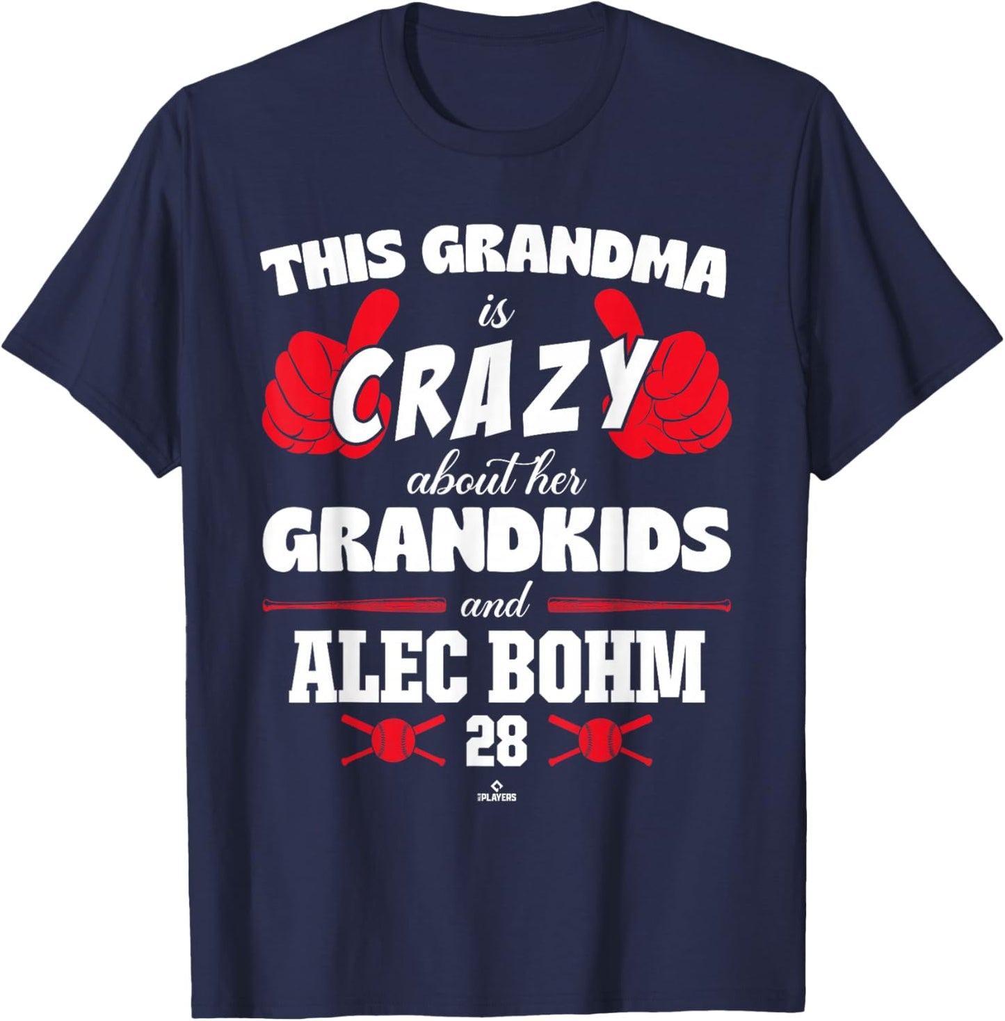 Grandma Crazy for Alec Bohm Philadelphia Baseball MLBPA T-Shirt - T-Shirt | Navy
