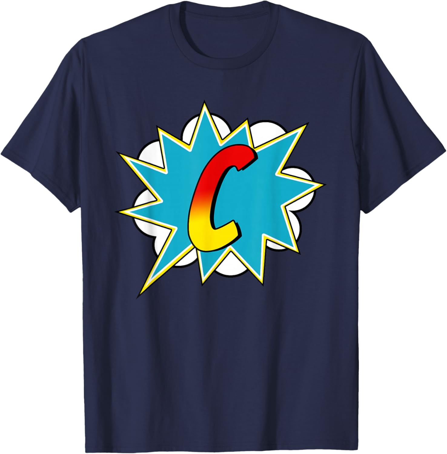Letter C Superhero Name Comic Letter Retro Costume T-Shirt - T-Shirt | Navy