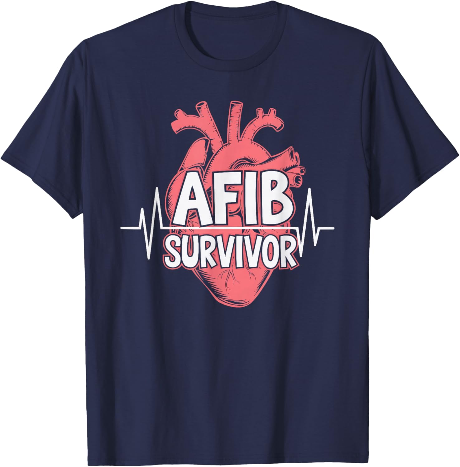 Atrial Fibrillation Medical Heart Disease Arrhythmia T-Shirt - T-Shirt | Navy