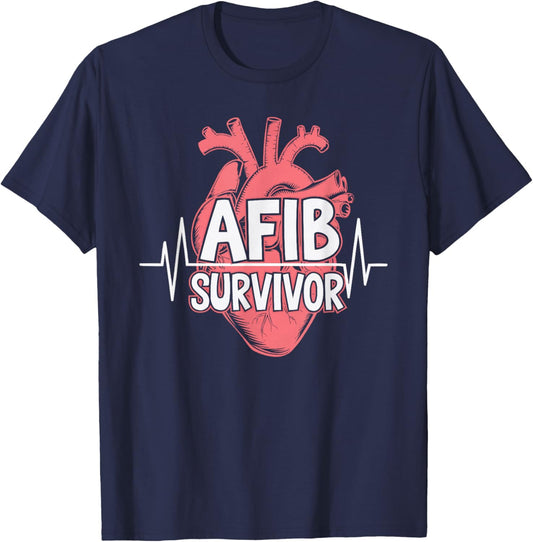 Atrial Fibrillation Medical Heart Disease Arrhythmia T-Shirt - T-Shirt | Navy