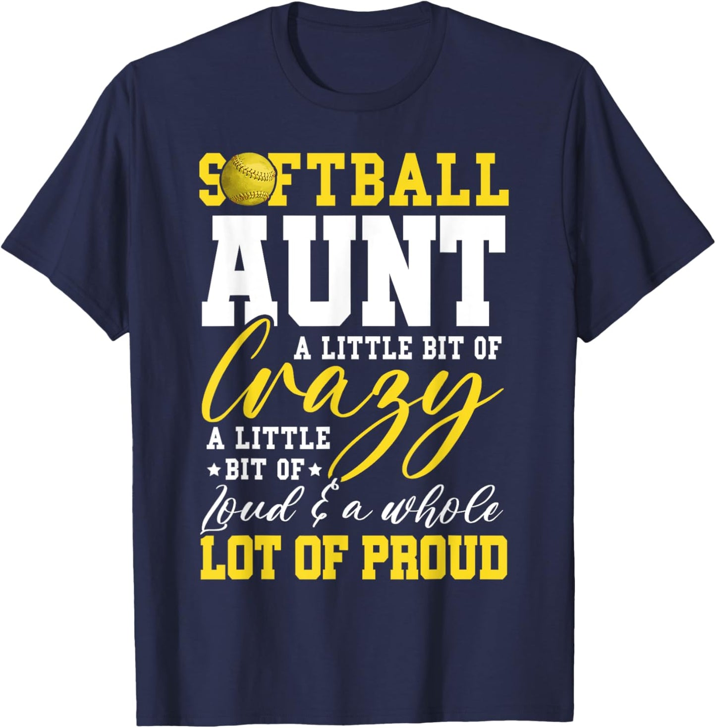 Softball Aunt Proud Aunt Of A Softball Player Aunt T-Shirt - T-Shirt | Navy