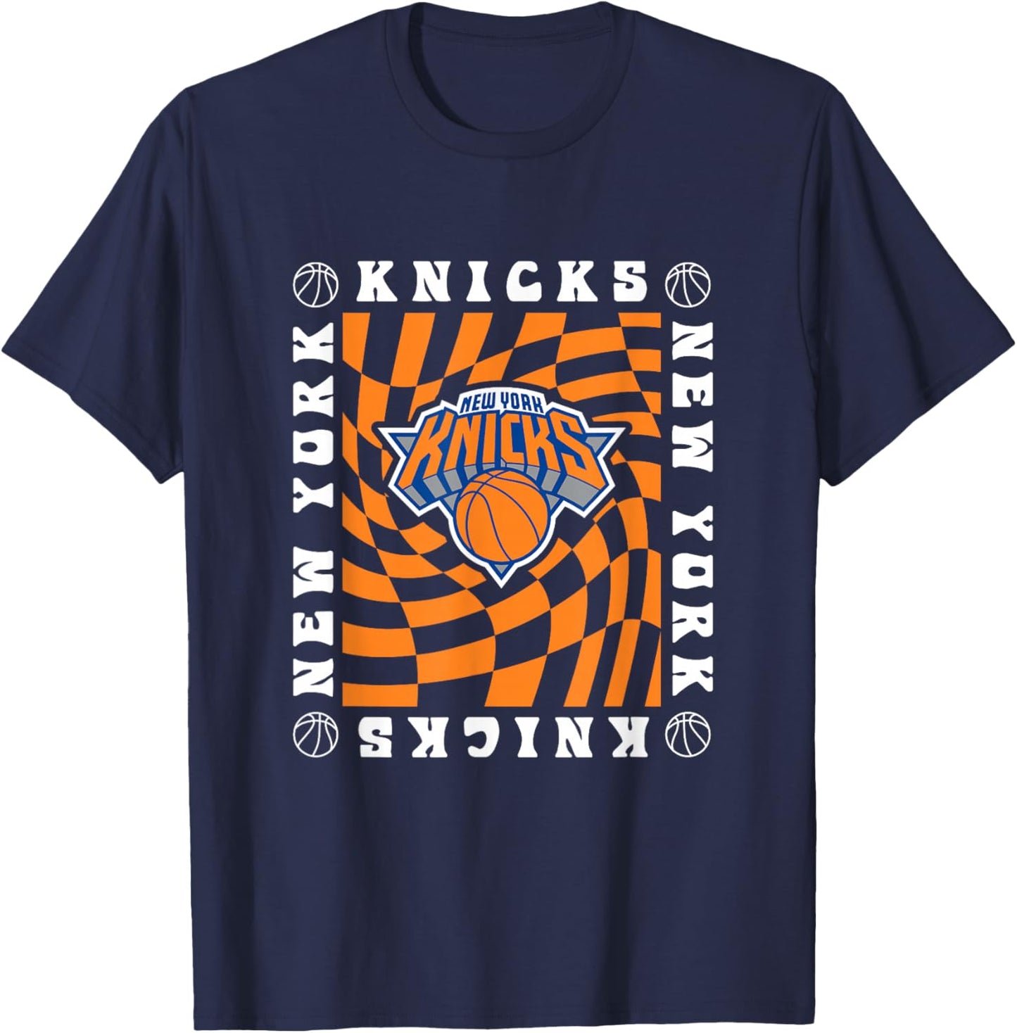 NBA New York Knicks Retro Checkerboard Wave T-Shirt - T-Shirt | Navy