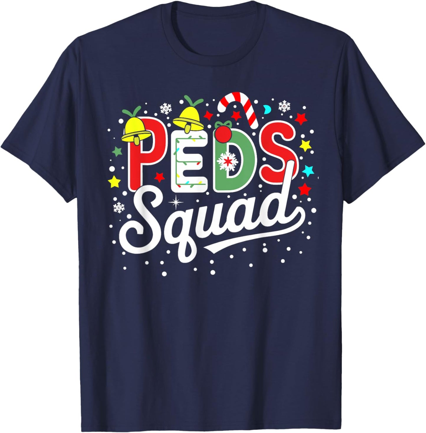 Funny Xmas Peds Squad Pediatric Nurse Christmas T-Shirt - T-Shirt | Navy