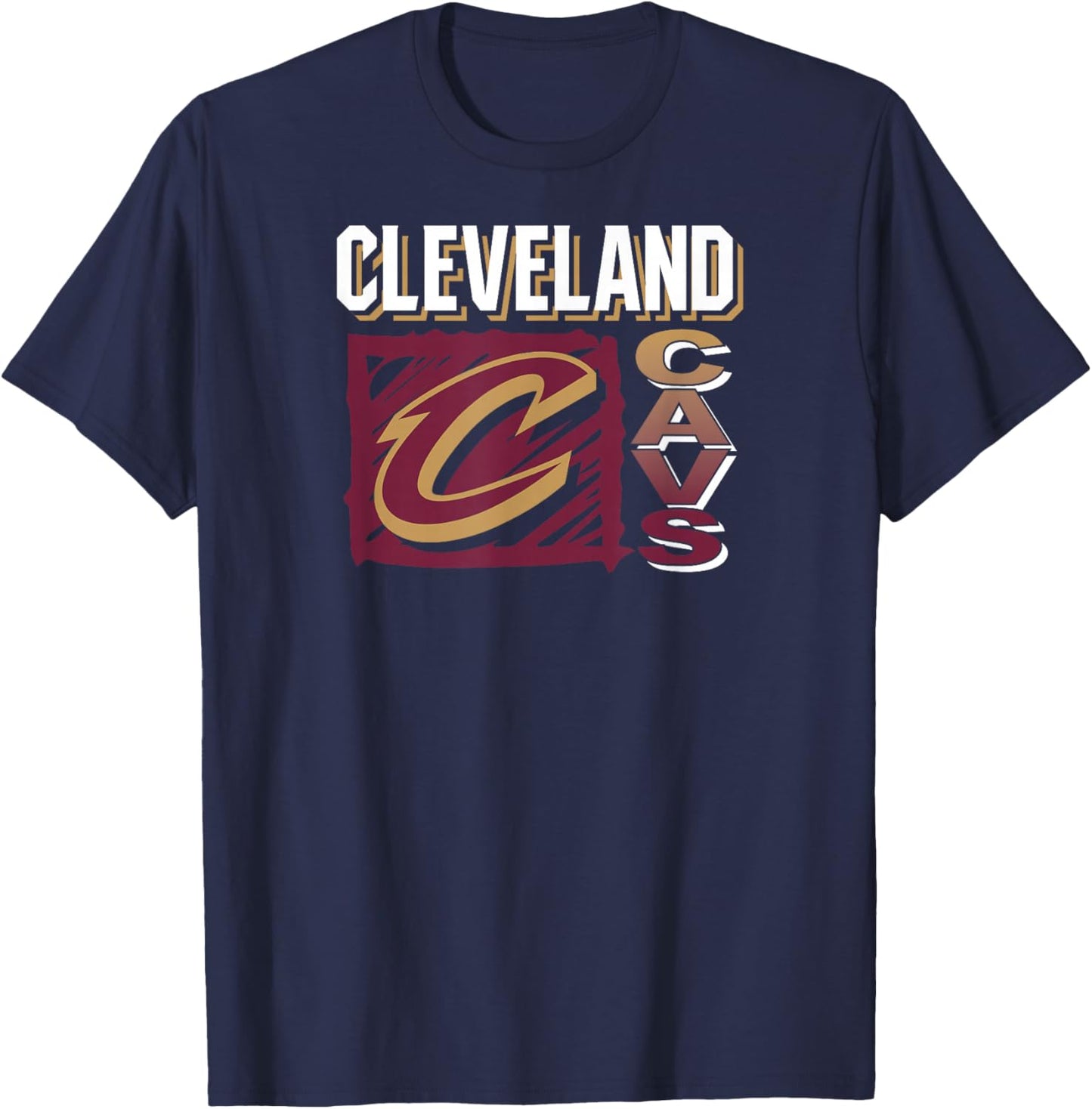 NBA - Cleveland Cavaliers Scribble Square Black T-Shirt - T-Shirt | Navy