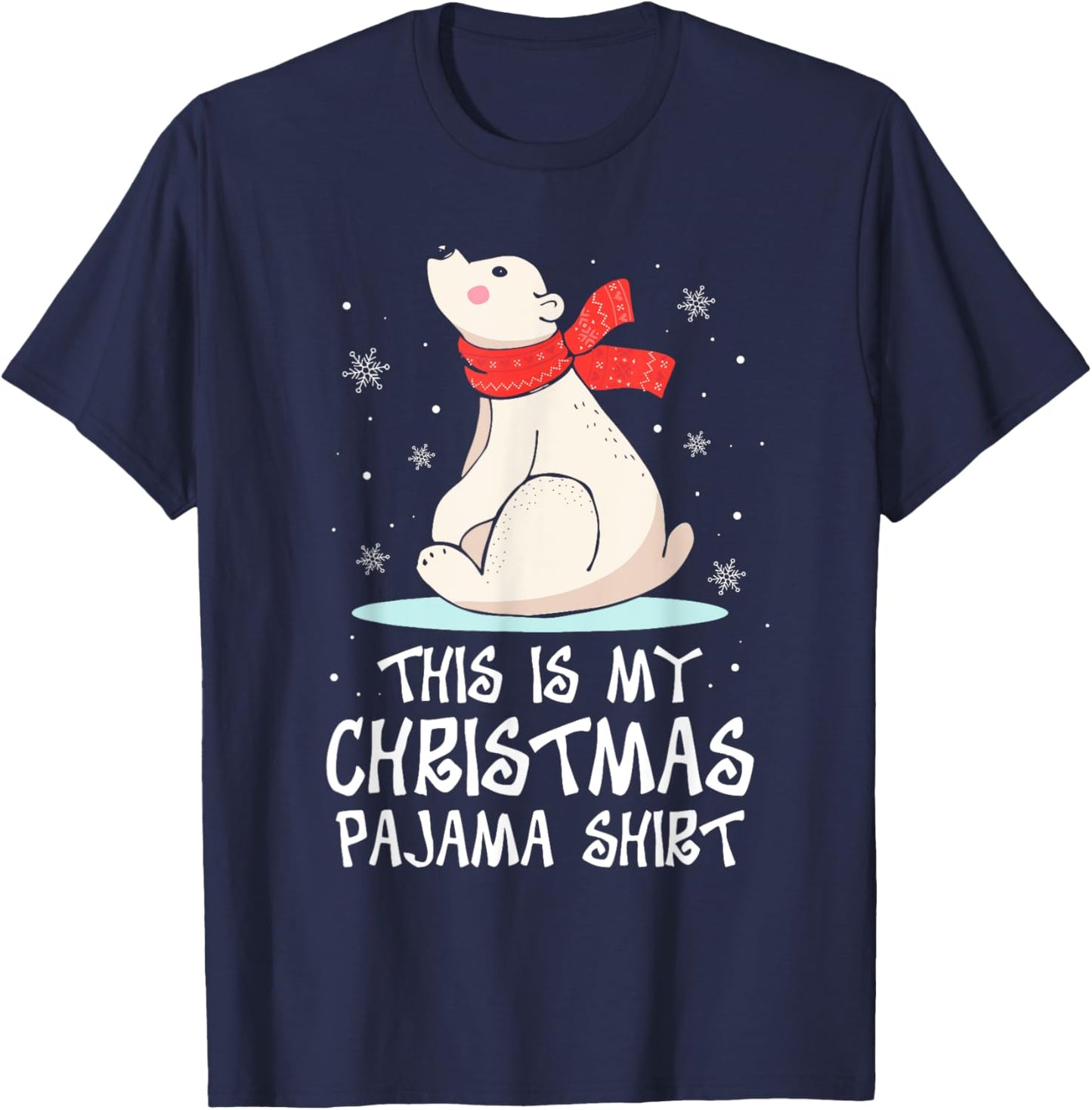 This is My Christmas Pajama Shirt Polar Bear Funny Xmas Kid T-Shirt - T-Shirt | Navy