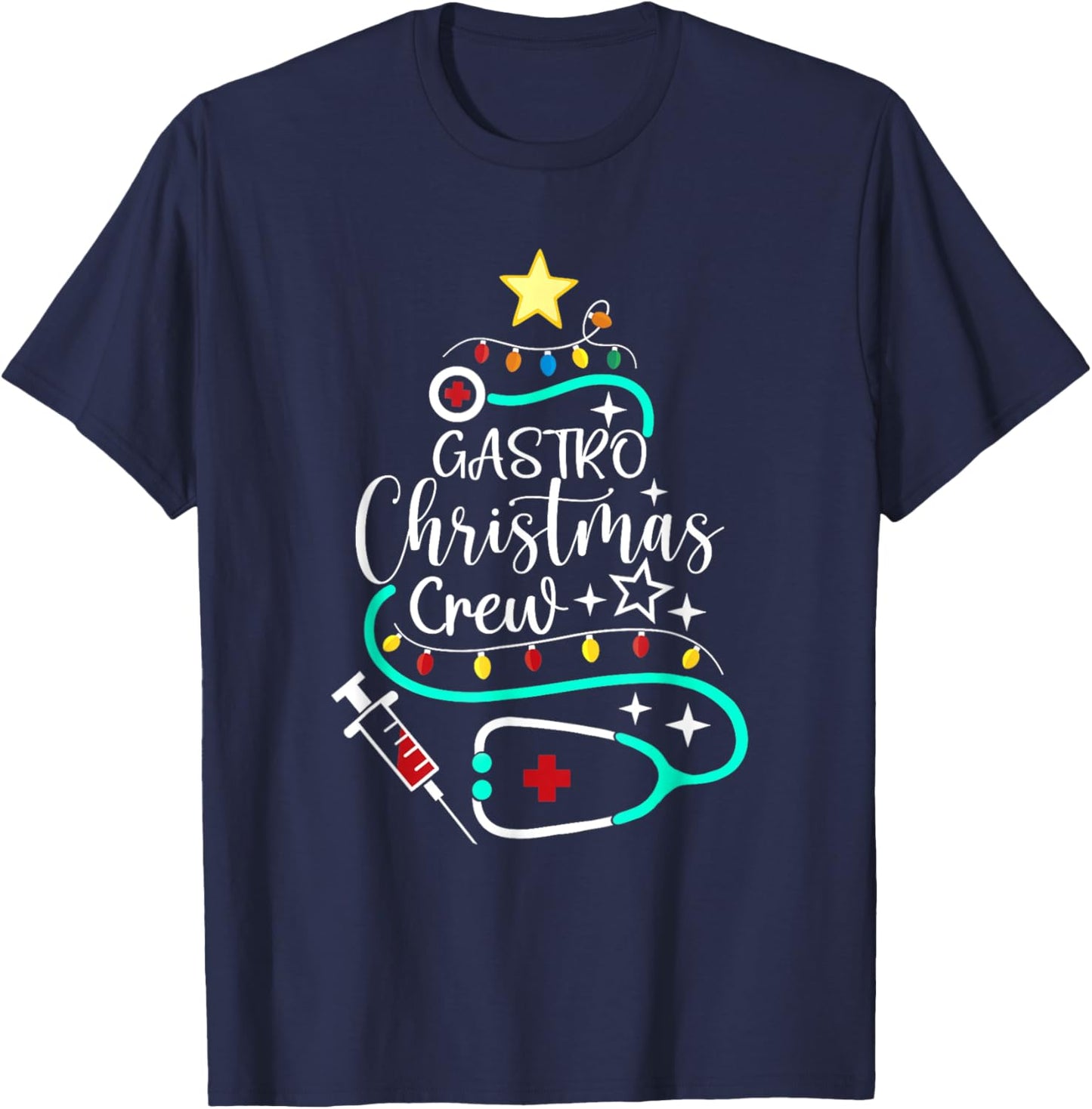 Gastro Christmas Crew Gastroenterology Nurse Endoscopy Techs T-Shirt - T-Shirt | Navy