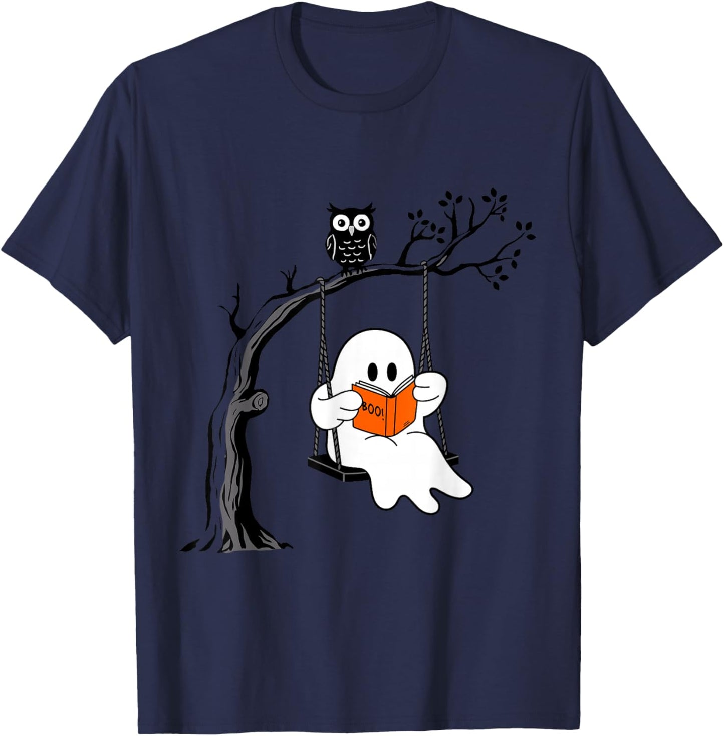 Halloween Ghost Swing Reading Vintage Costume Women Kids Men T-Shirt - T-Shirt | Navy