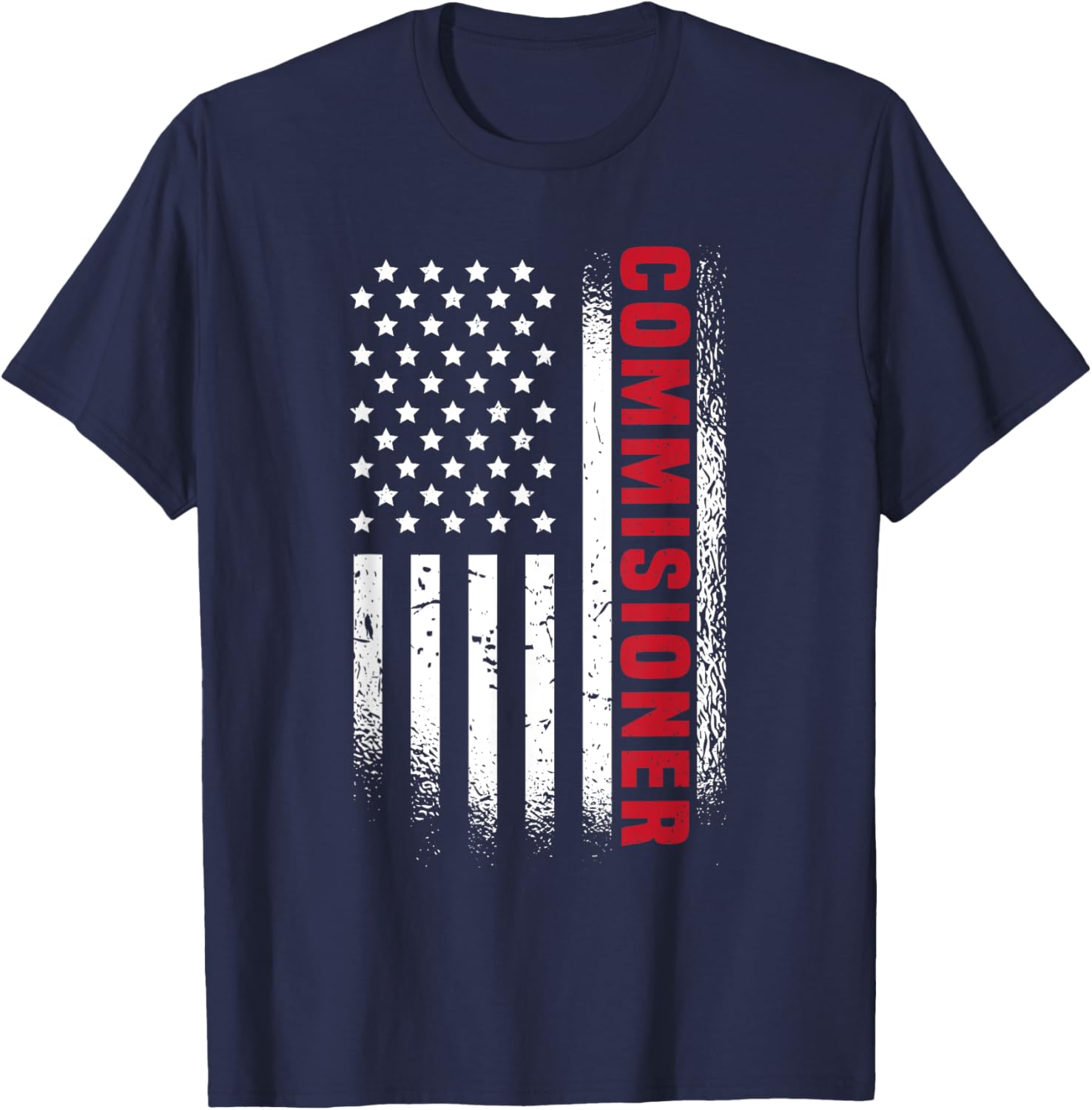 Fantasy Football Commissioner American Flag Fantasy Commish T-Shirt - T-Shirt | Navy