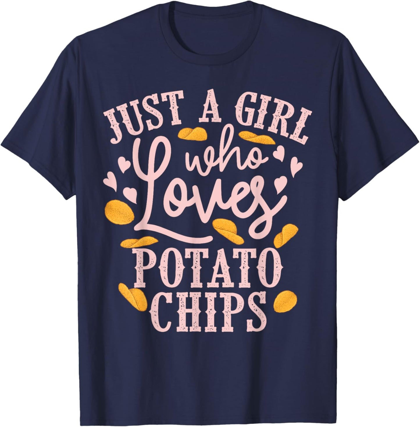 Funny Potato Chips Design Girls Kids Bag Of Chips T-Shirt - T-Shirt | Navy