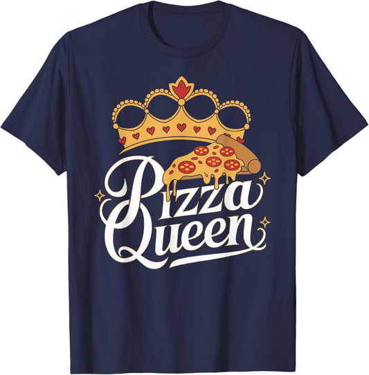 Pizza Queen Girl Loves Pizza Funny Pizza Maker Baker T-Shirt - T-Shirt | Navy