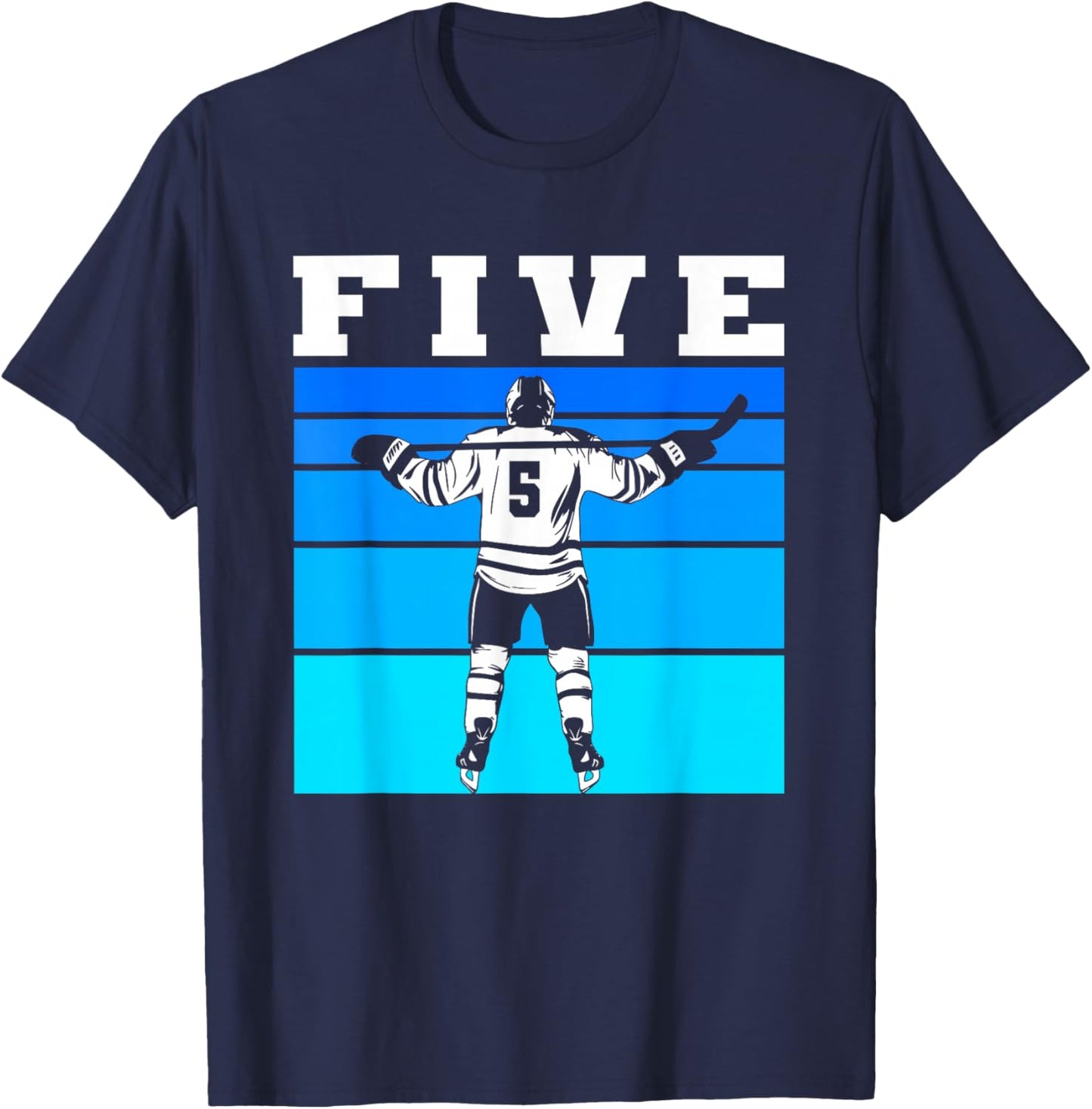 Hockey Boy 5th Birthday Five Ice Hockey Birthday Party T-Shirt - T-Shirt | Navy