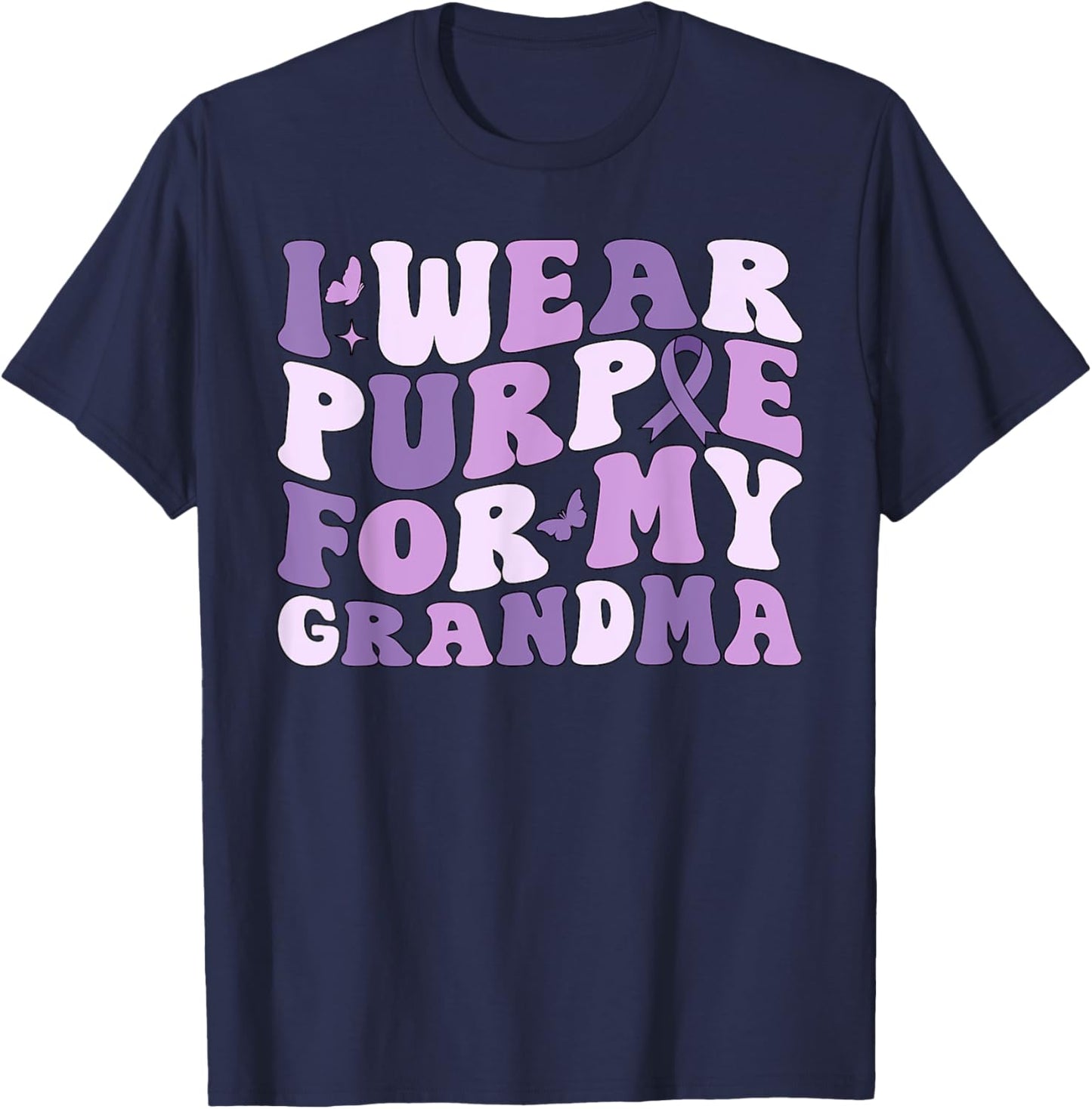 I Wear Purple For My Grandma Pancreatic Cancer Awareness T-Shirt - T-Shirt | Navy