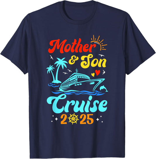 Mother Son Cruise 2025 Family Matching Trip Mom Son T-Shirt - T-Shirt | Navy