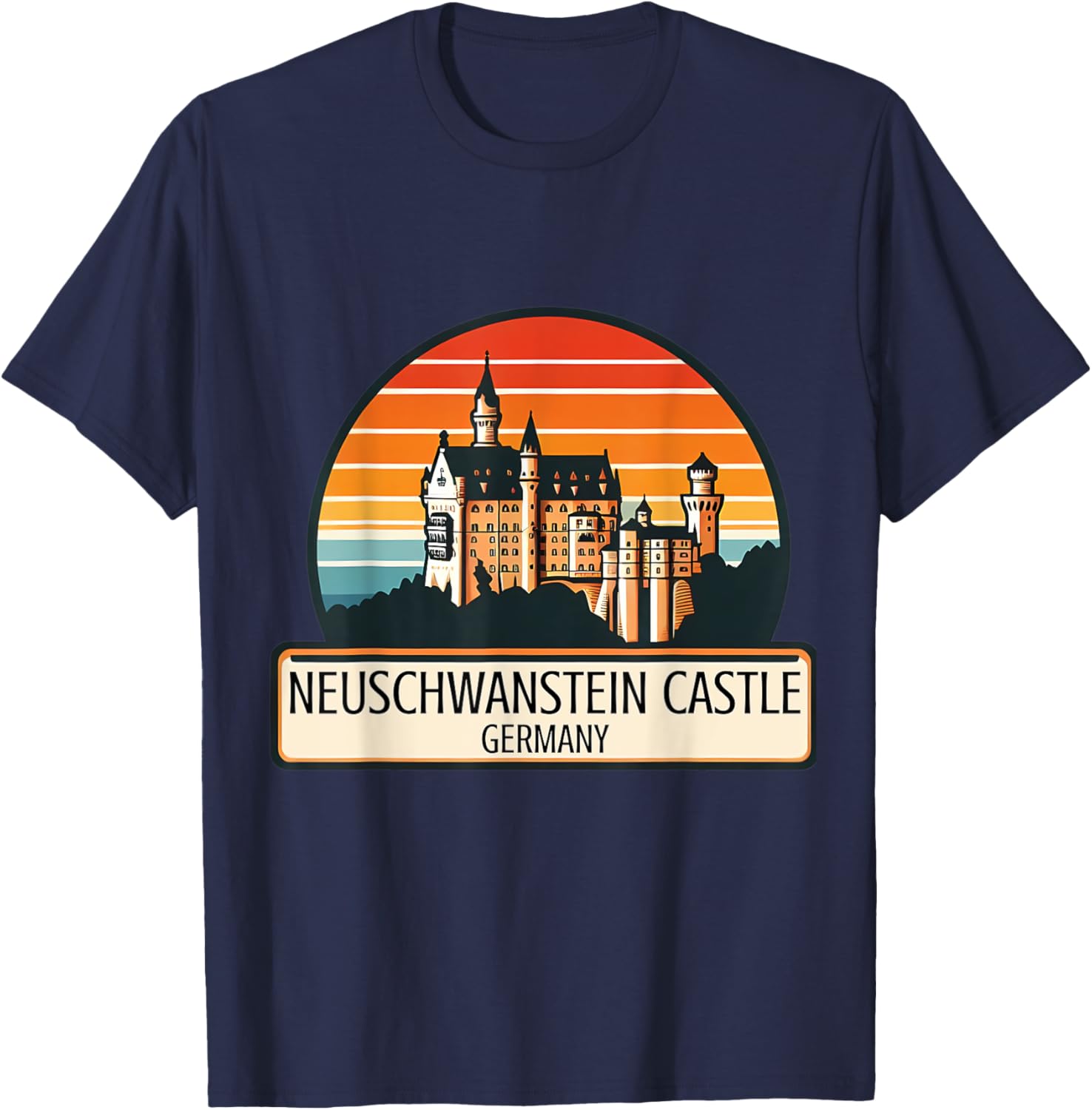 Neuschwanstein Castle Bavaria Germany Souvenir Memorabilia T-Shirt - T-Shirt | Navy