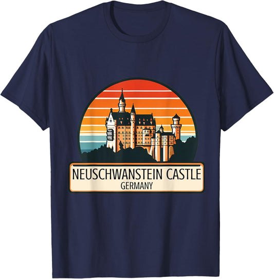 Neuschwanstein Castle Bavaria Germany Souvenir Memorabilia T-Shirt - T-Shirt | Navy