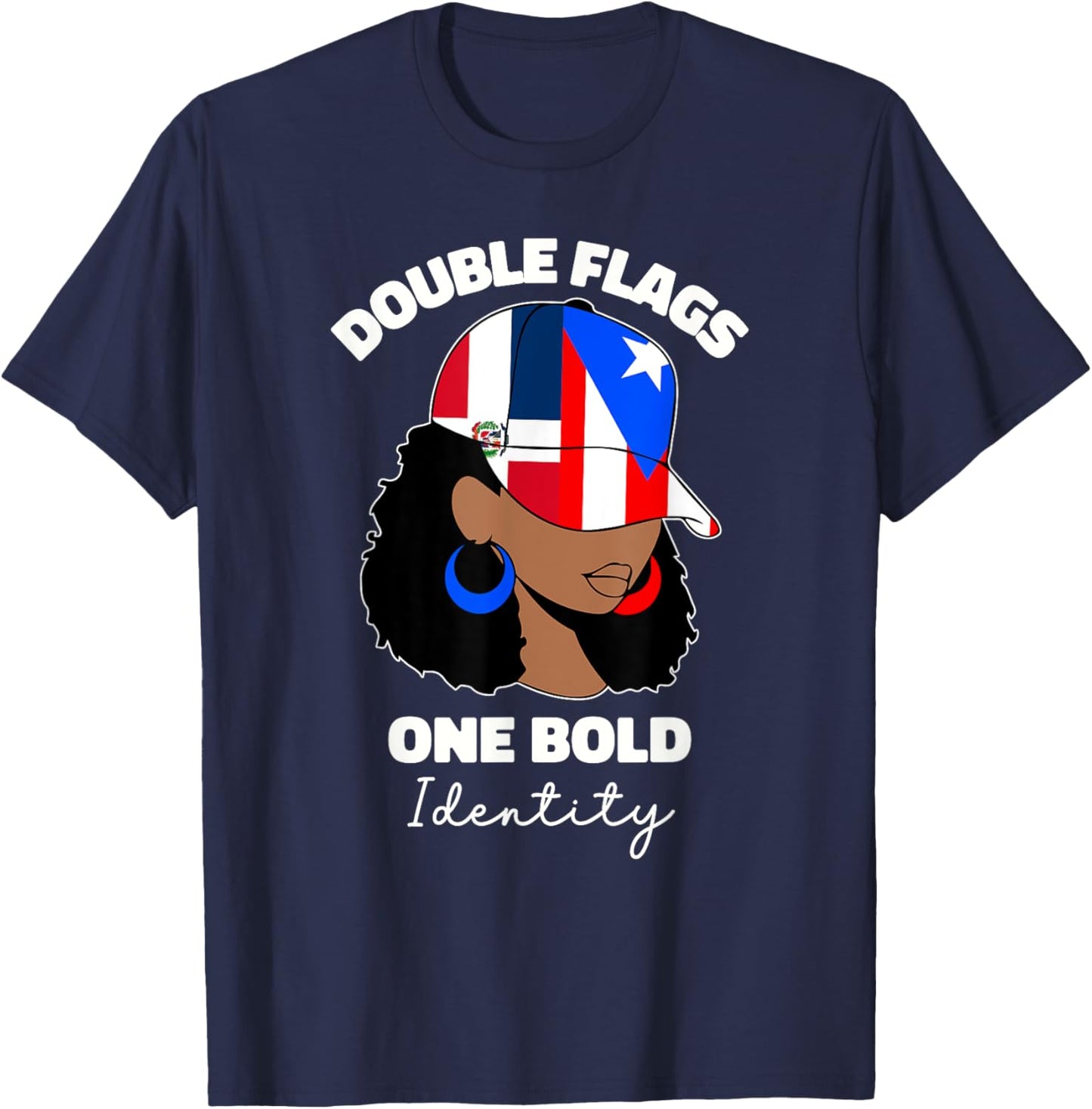 Half Dominican And Puerto Rican Rico Flag DominiRican Girl T-Shirt - T-Shirt | Navy