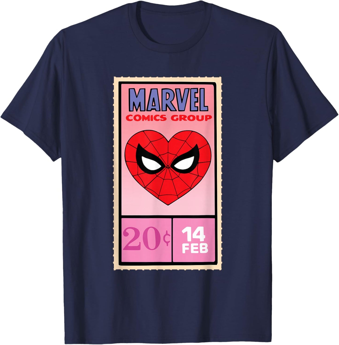Marvel Retro Comics Valentine’s Day Card Spider-Man Heart T-Shirt - T-Shirt | Navy