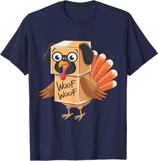Funny Thanksgiving Turkey Fake Pug Disguise Dog Lovers Men Women Kids T-Shirt - T-Shirt | Navy