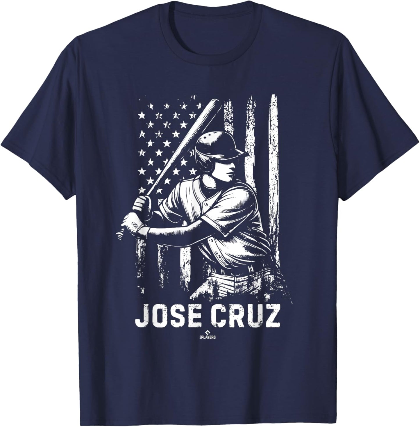 Player Illustration Flag Jose Cruz Prospect Baseball Fan T-Shirt - T-Shirt | Navy