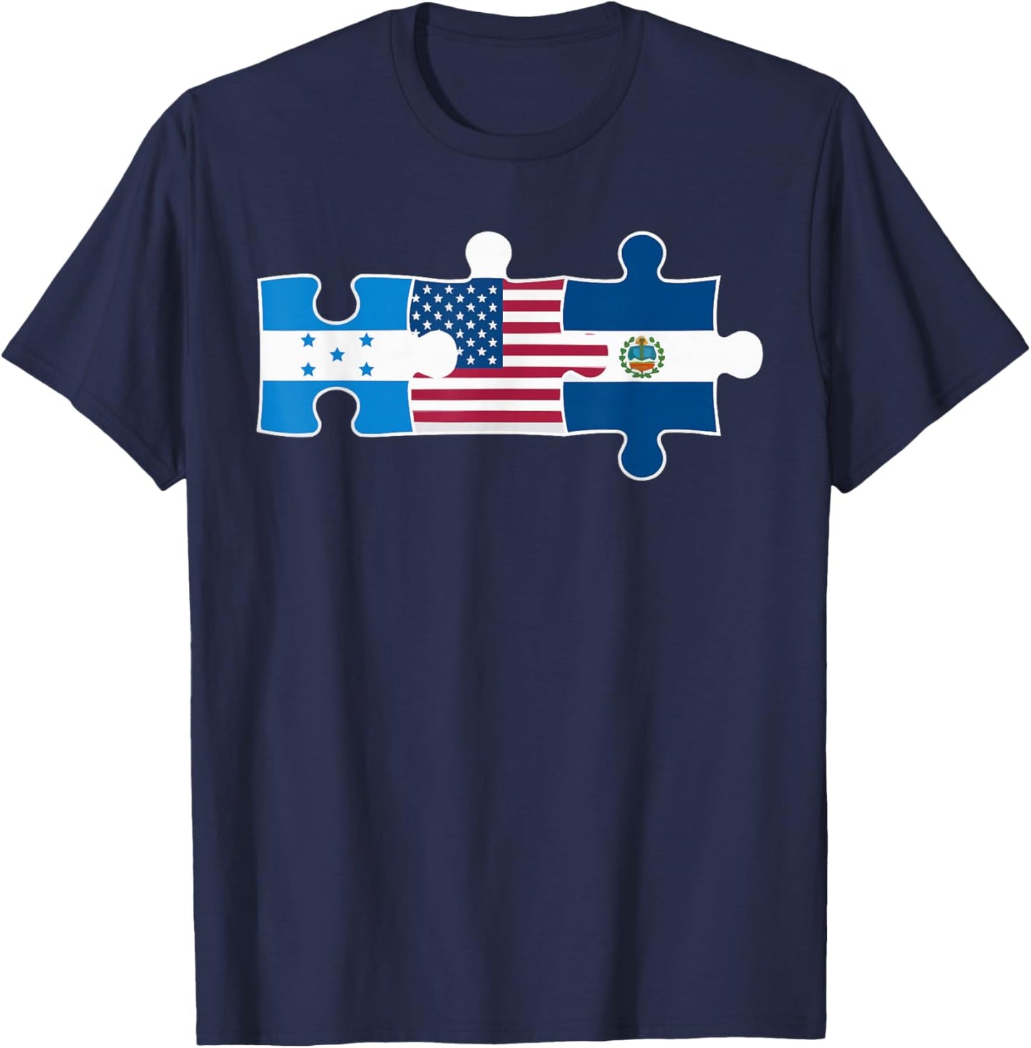 Half Honduran Half Savadorian El Salvador Flag Honduras T-Shirt - T-Shirt | Navy