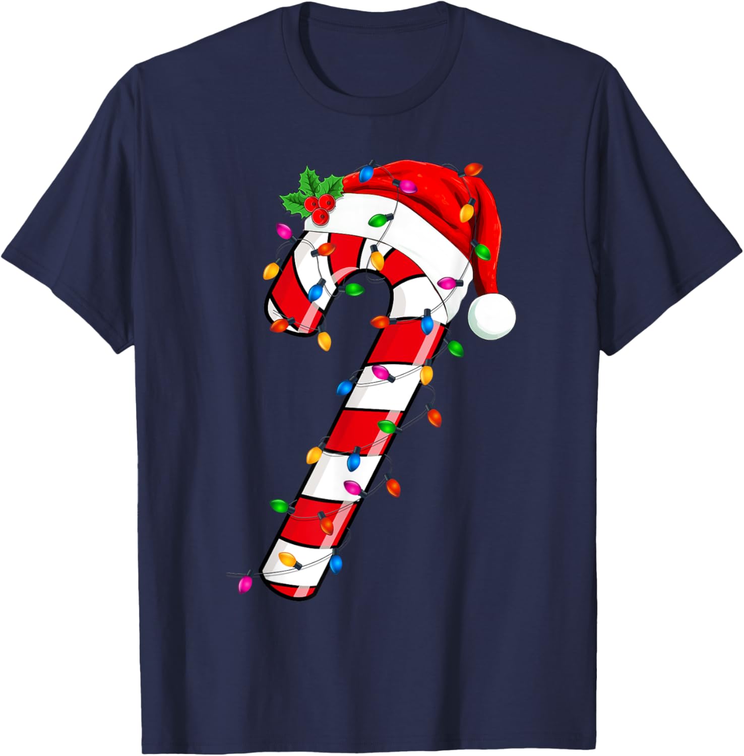 Christmas Candy Cane Santa Xmas Kids Toddler Youth Women Men T-Shirt - T-Shirt | Navy