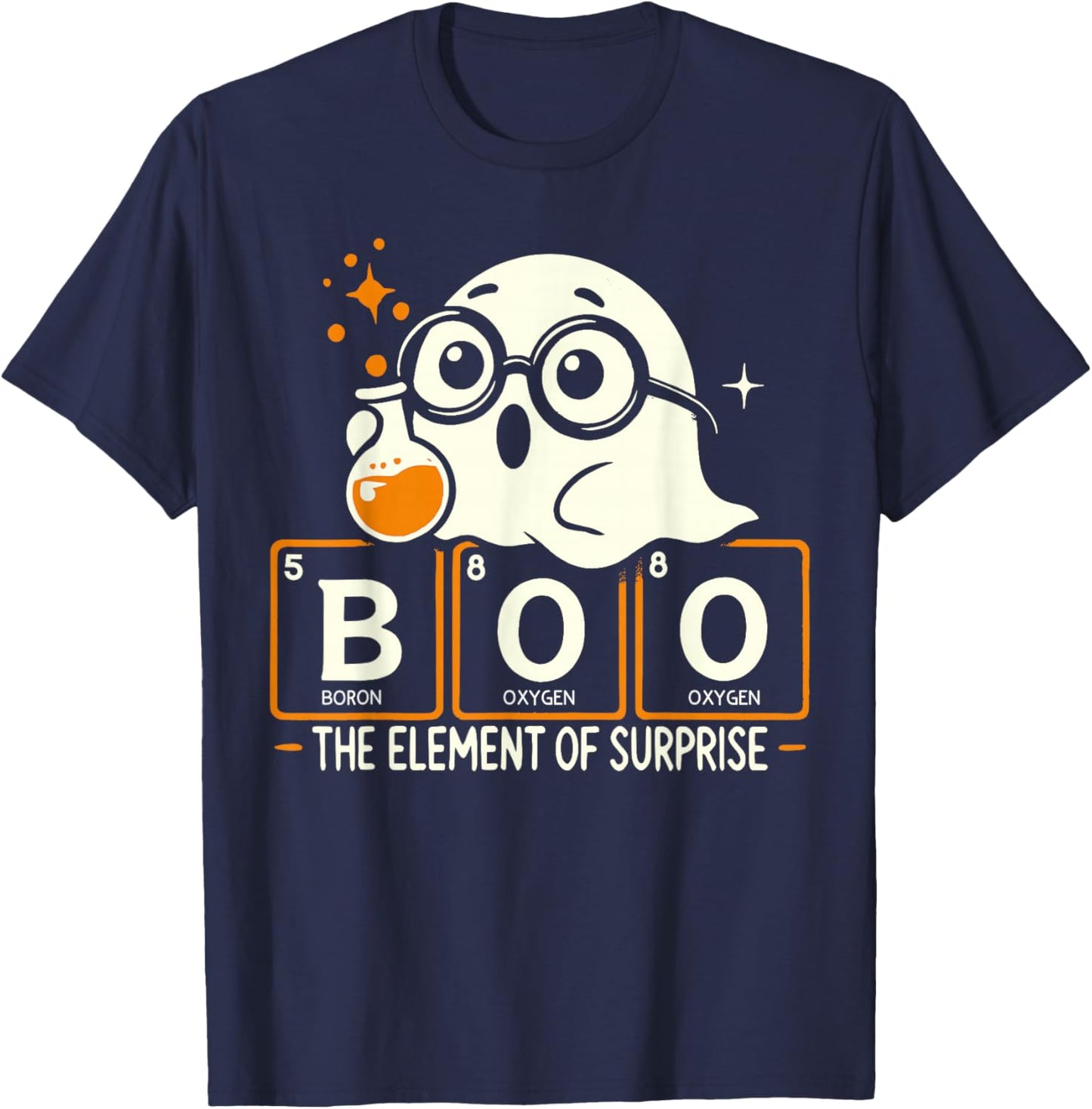 Boo The Element Of Surprise Shirt Cute Ghost Science Vintage T-Shirt - T-Shirt | Navy