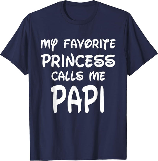 My Favorite Princess Calls Me Papi Vintage Christmas Xmas T-Shirt - T-Shirt | Navy
