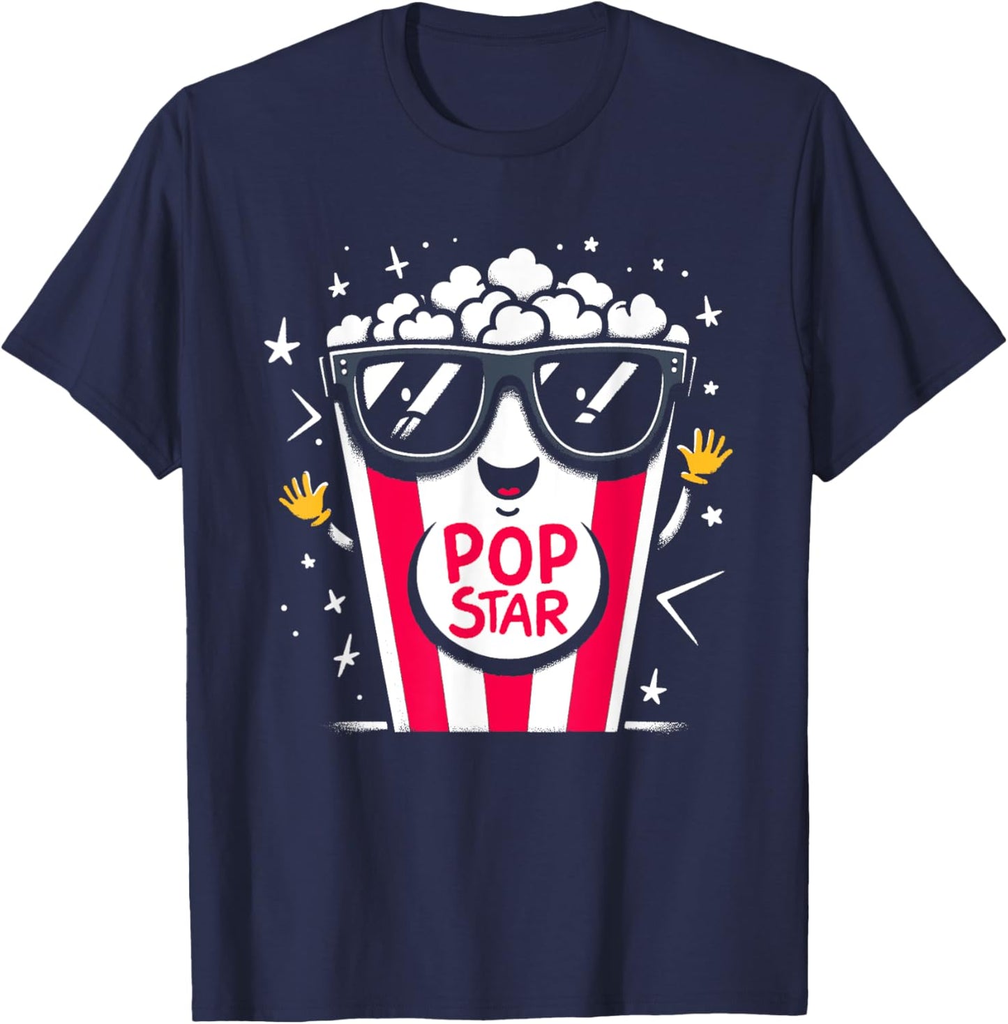 Popcorn Pop Star - Funny Graphic Popcorn Movie Lover T-Shirt - T-Shirt | Navy