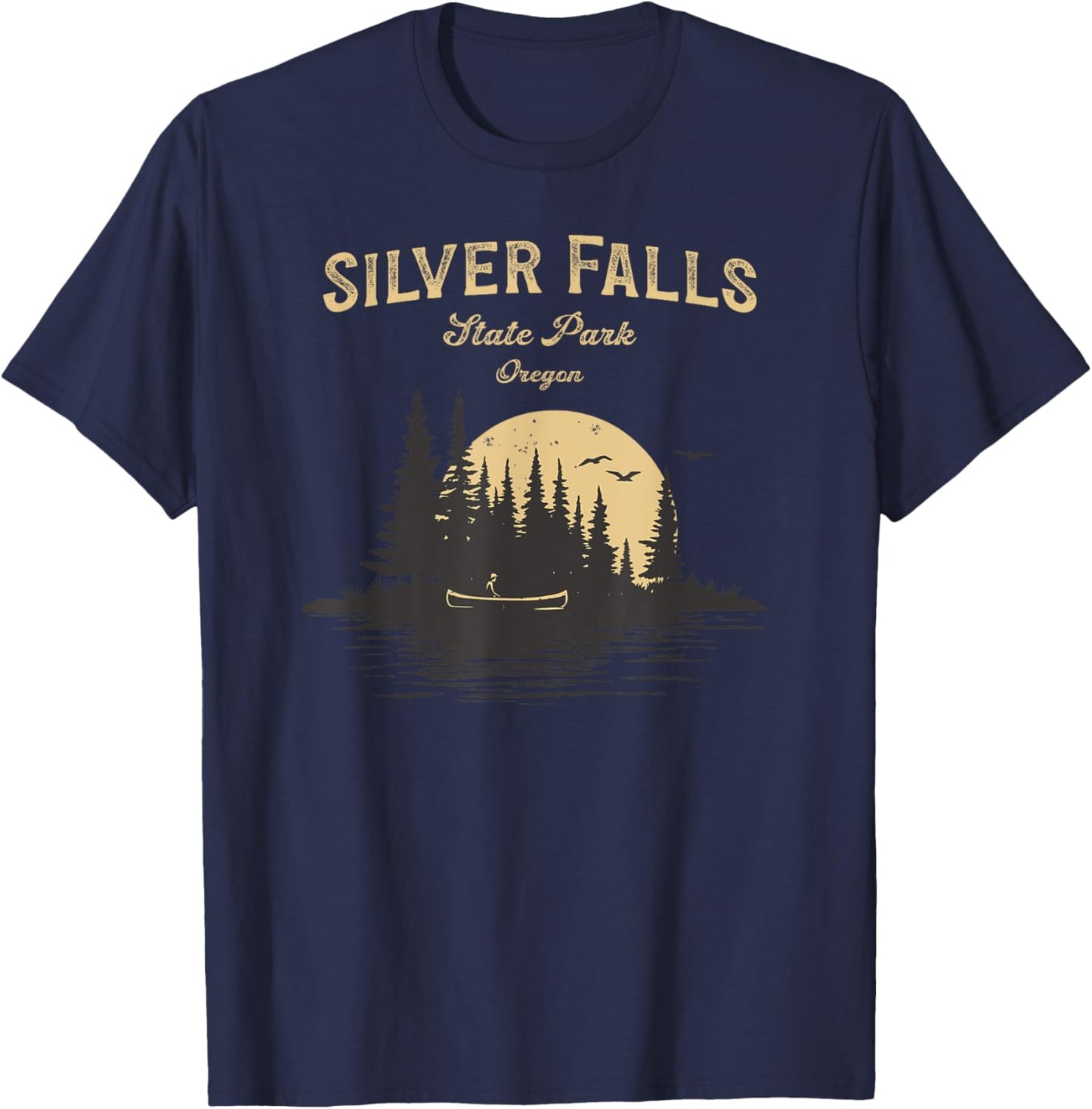 Silver Falls State Park Oregon Lake River Canoe T-Shirt - T-Shirt | Navy