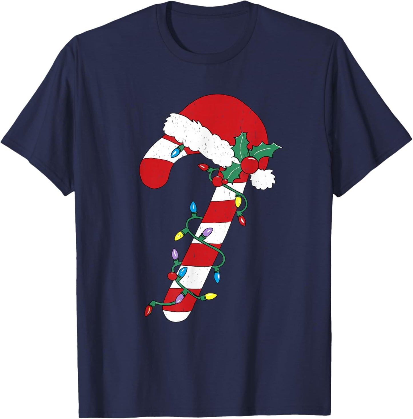 Christmas Candy Cane Santa Xmas Kids Toddler Youth Women Men T-Shirt - T-Shirt | Navy
