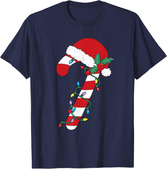 Christmas Candy Cane Santa Xmas Kids Toddler Youth Women Men T-Shirt - T-Shirt | Navy