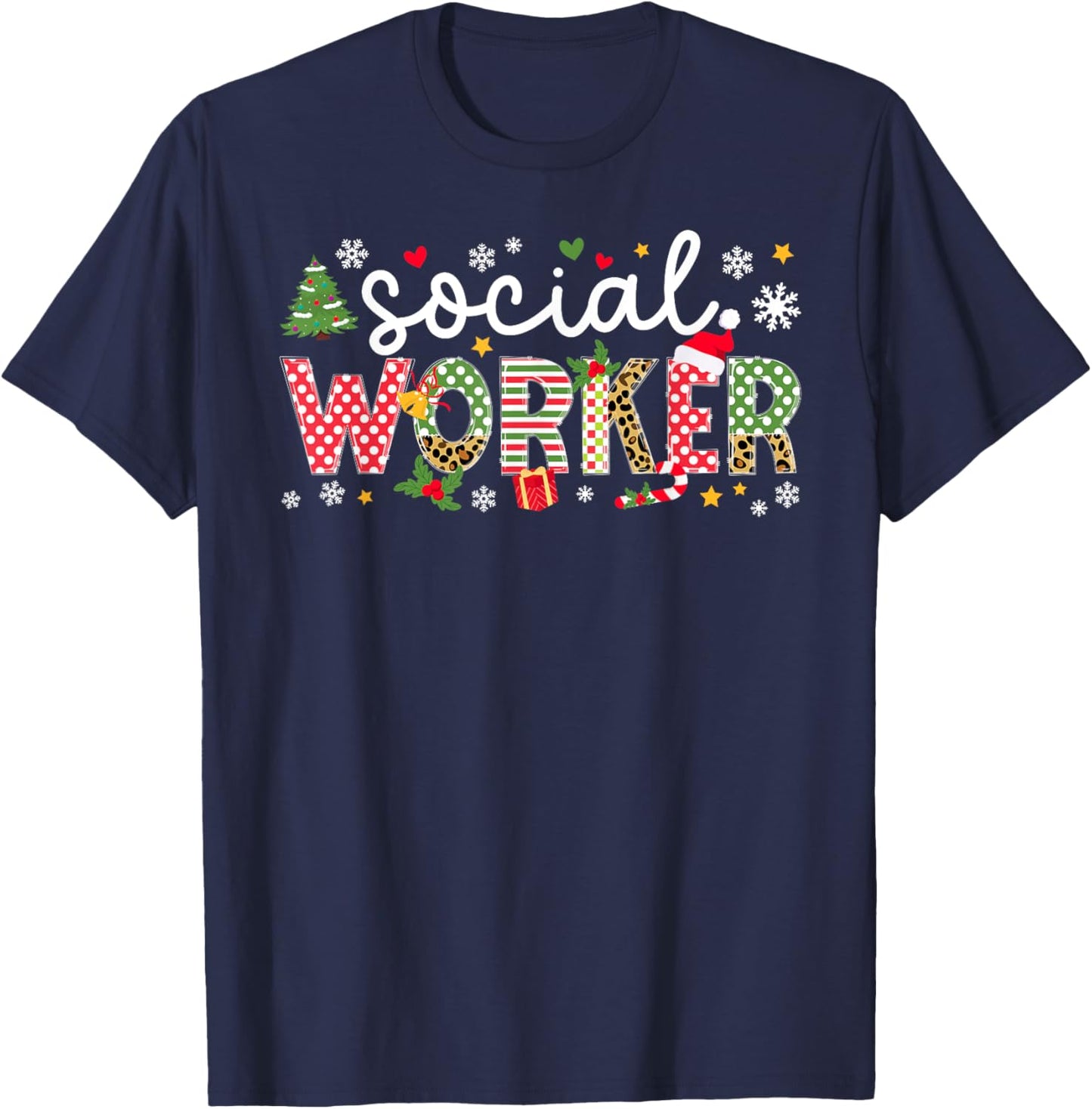 Social Worker Christmas Social Workers Xmas Party T-Shirt - T-Shirt | Navy