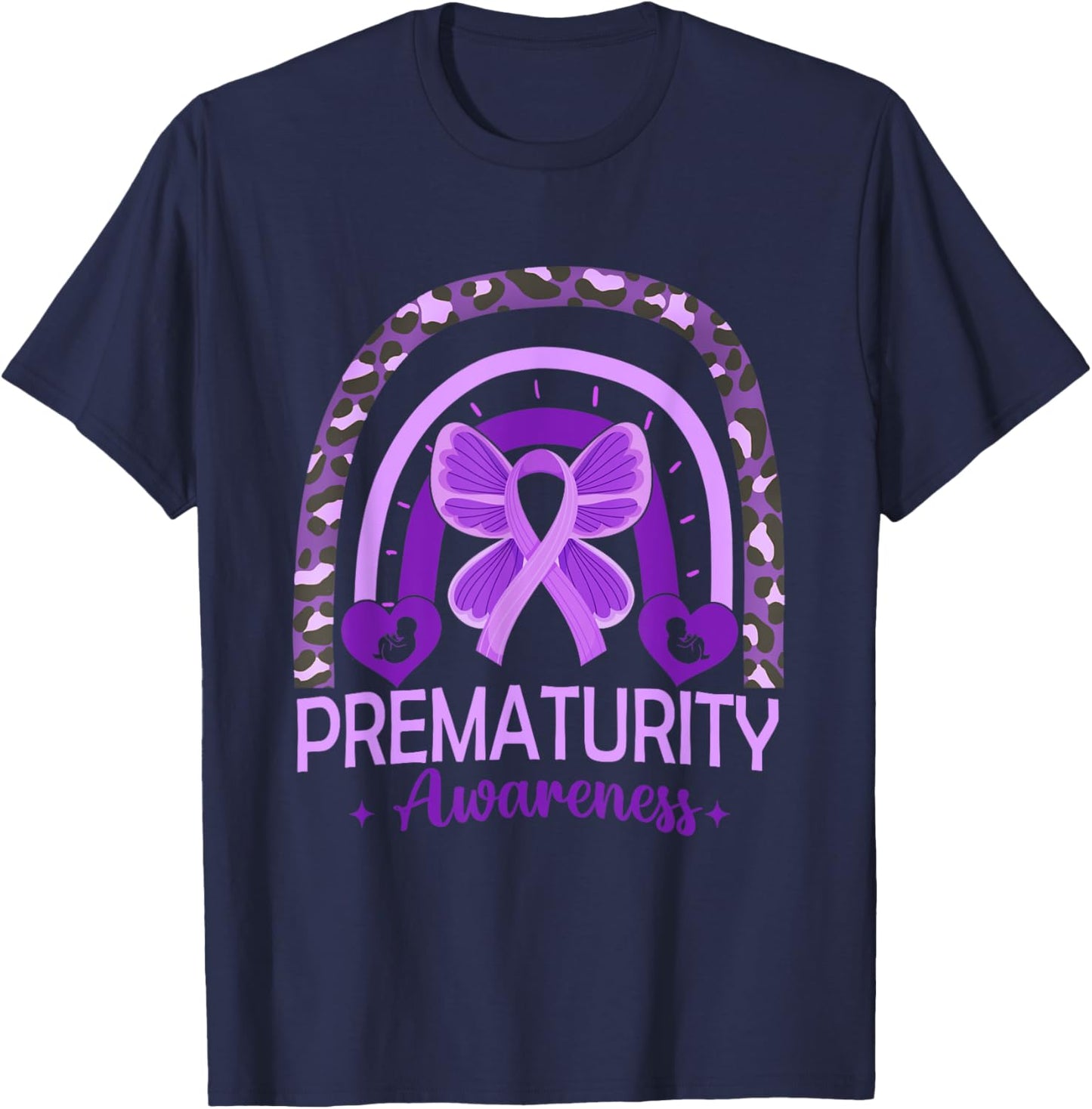 Butterfly Rainbow Preemie Prematurity Awareness Women Kids T-Shirt - T-Shirt | Navy
