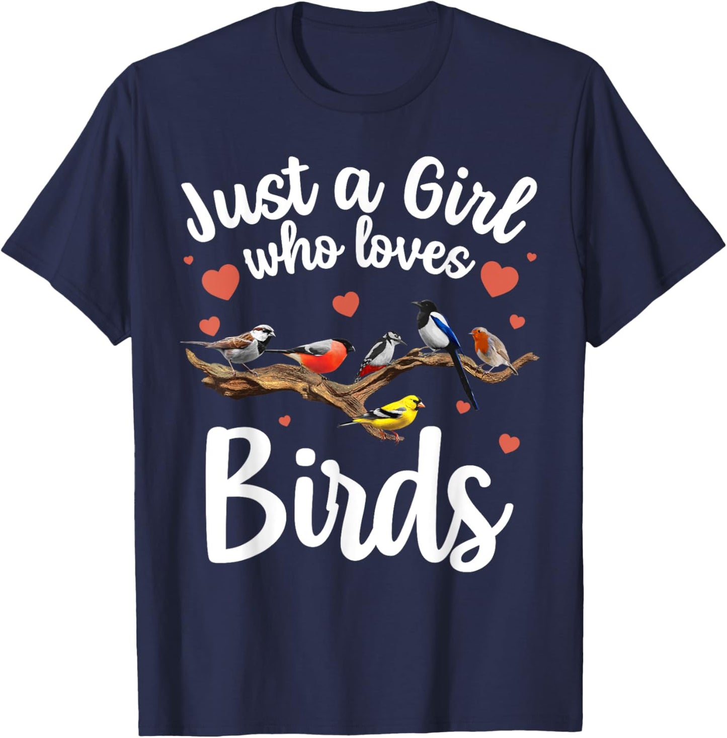 Cool Bird Watcher Art Girls Birding Nerd Birder T-Shirt - T-Shirt | Navy
