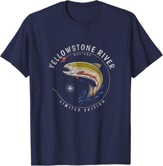 Yellowstone River Trout Fishing Souvenir Yellowstone River T-Shirt - T-Shirt | Navy