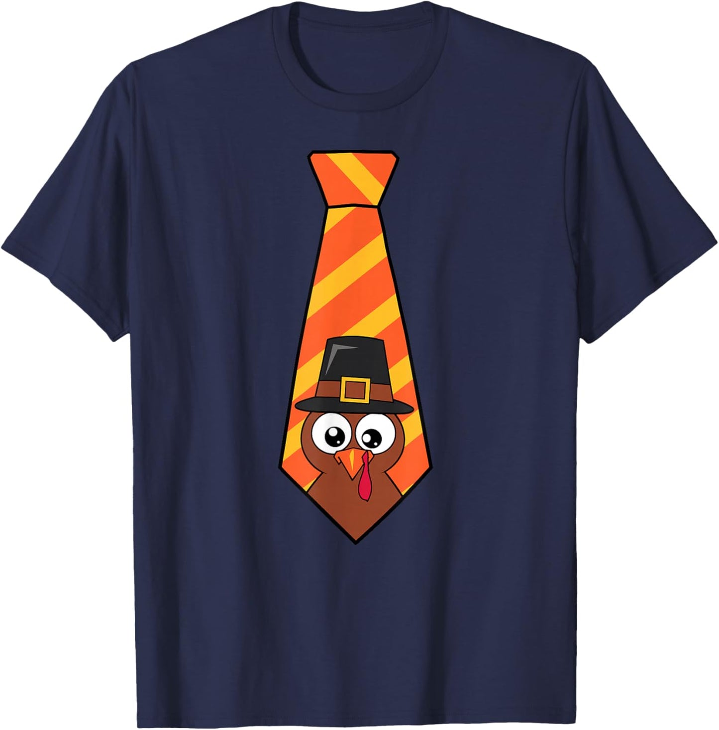 Funny thanksgiving tie with turkey for family dinner T-Shirt - T-Shirt | Navy