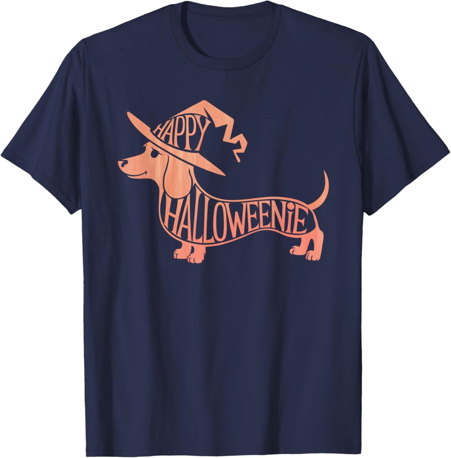 Happy Halloweenie Weiner Dog Cute Dachshund Witch Hat T-Shirt - T-Shirt | Navy