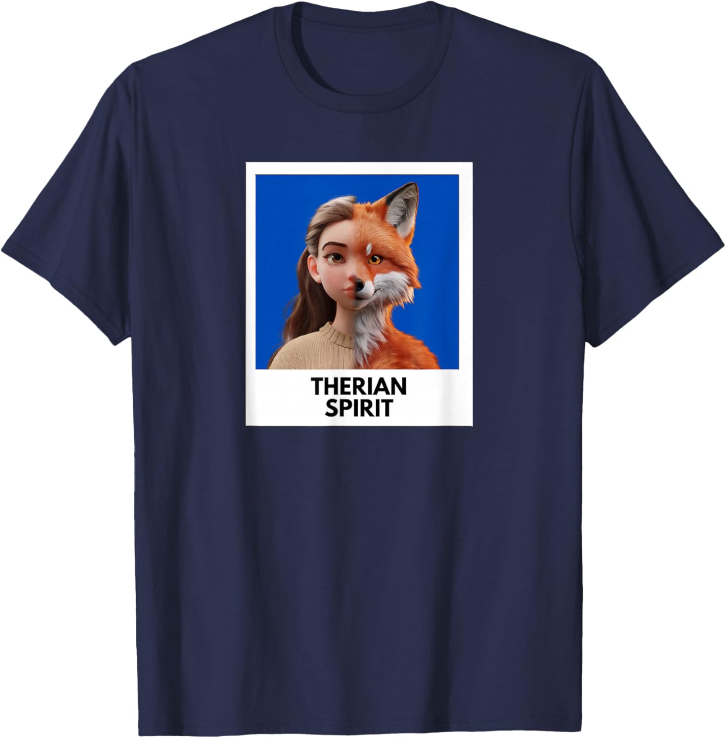 Fox Therian Spirit Photo T-Shirt - T-Shirt | Navy