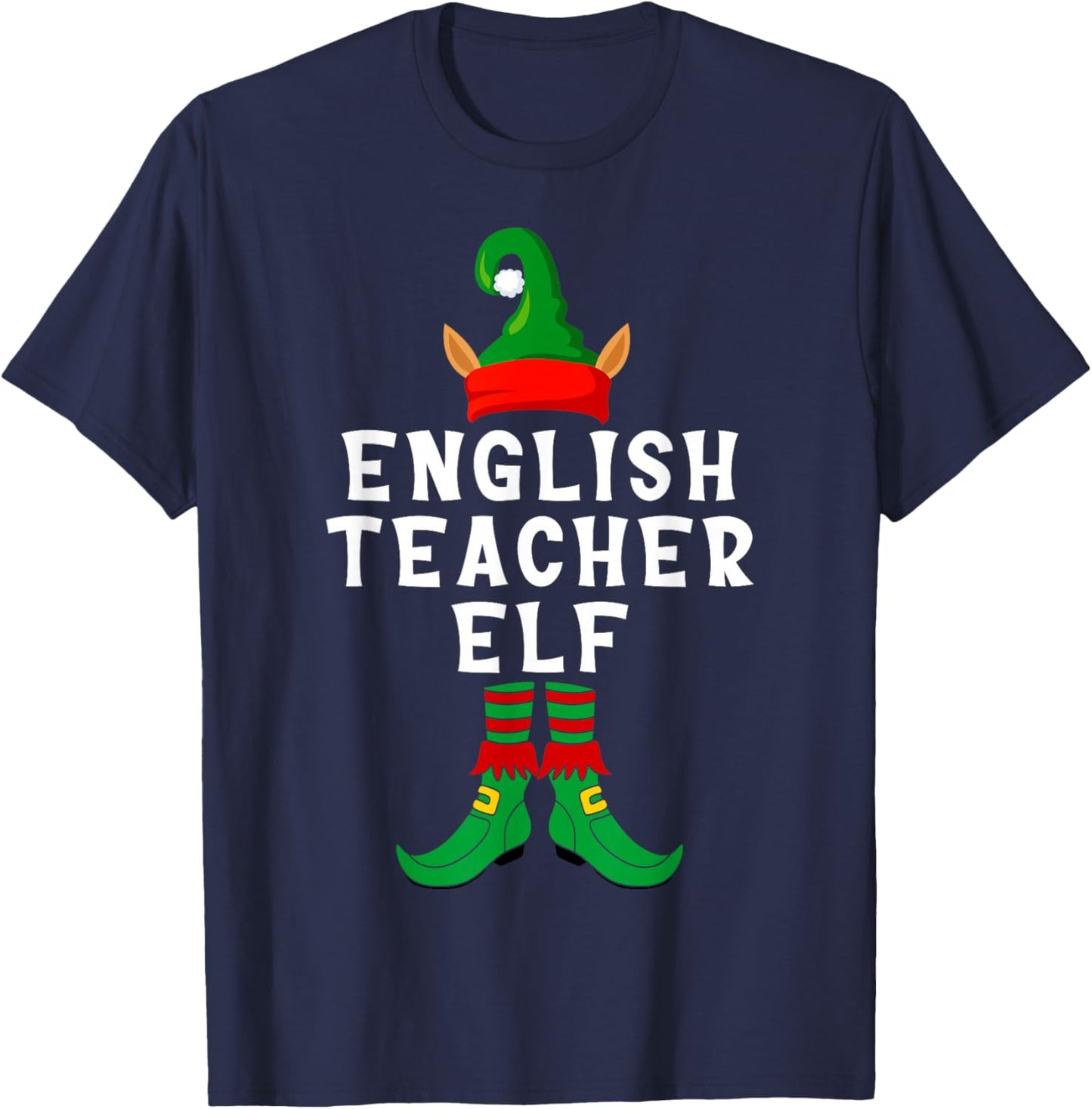 English Teacher Elf Christmas Funny Xmas Matching Family T-Shirt - T-Shirt | Navy
