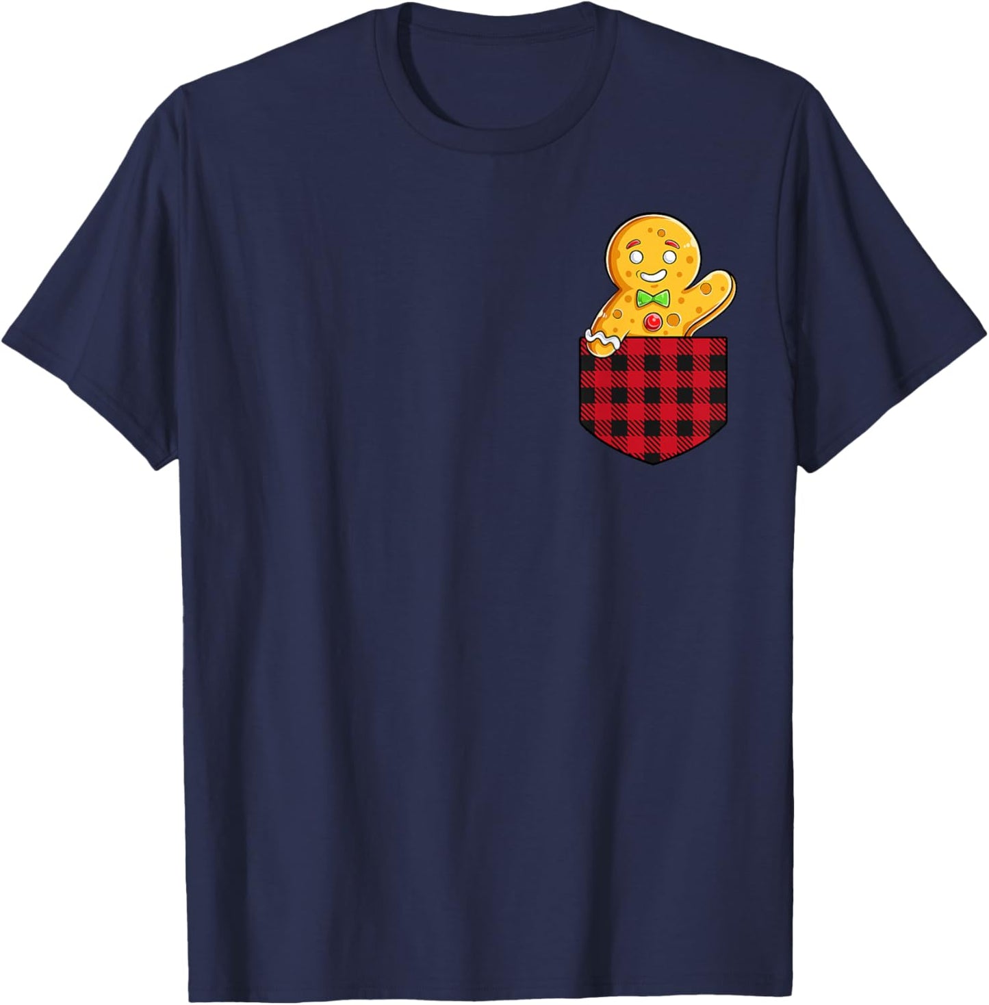 Gingerbread Man In Pocket Funny Christmas Cookie Boys Girls T-Shirt - T-Shirt | Navy