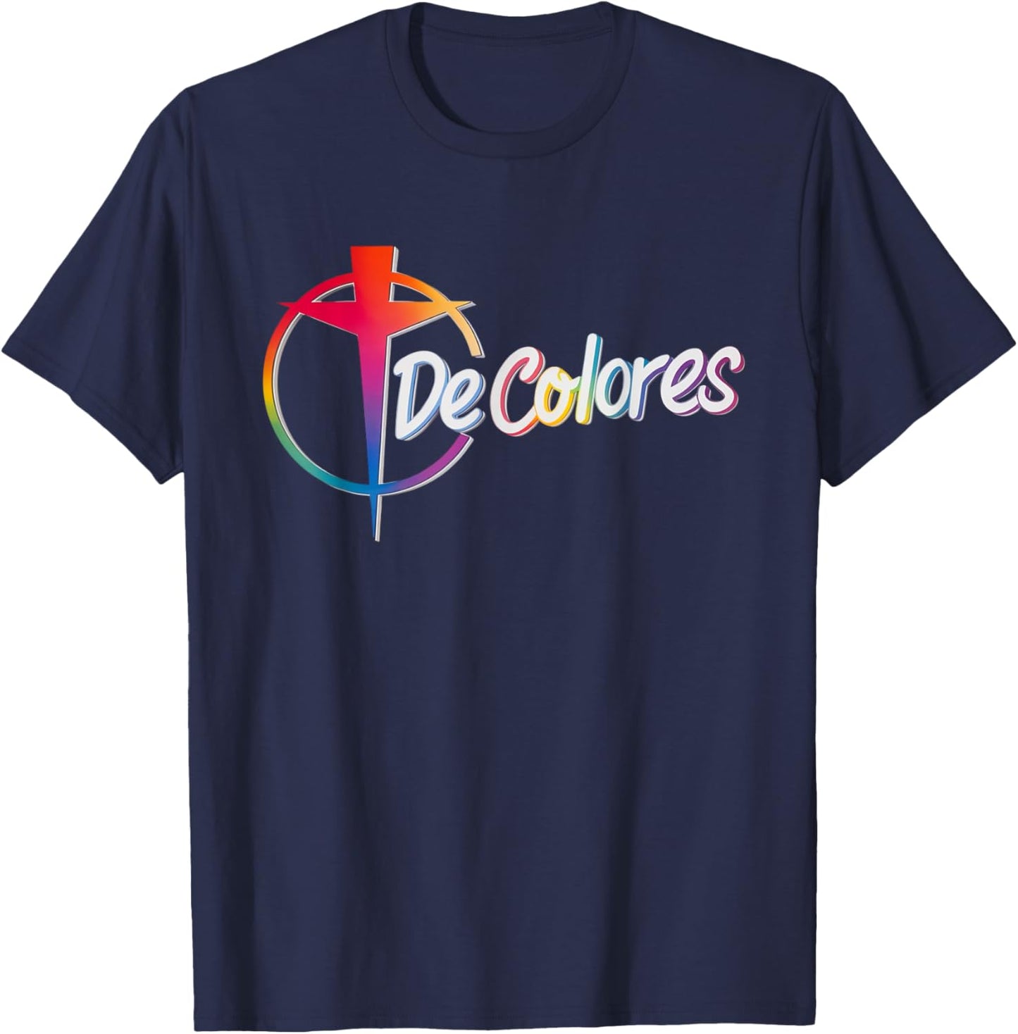 DeColores Cursillo Rainbow Rooster Catholic T-Shirt - T-Shirt | Navy