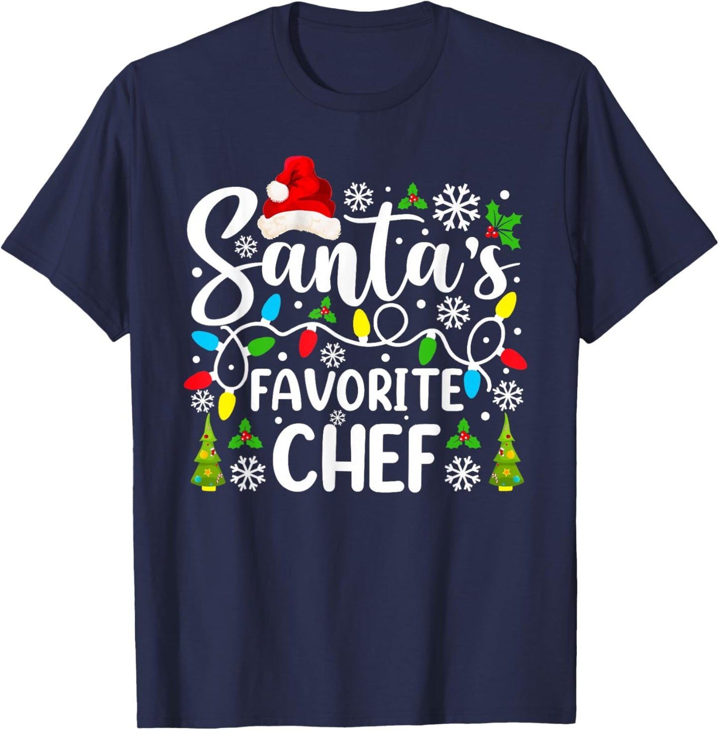 Santa's Favorite Chef Funny Christmas Family Matching T-Shirt - T-Shirt | Navy