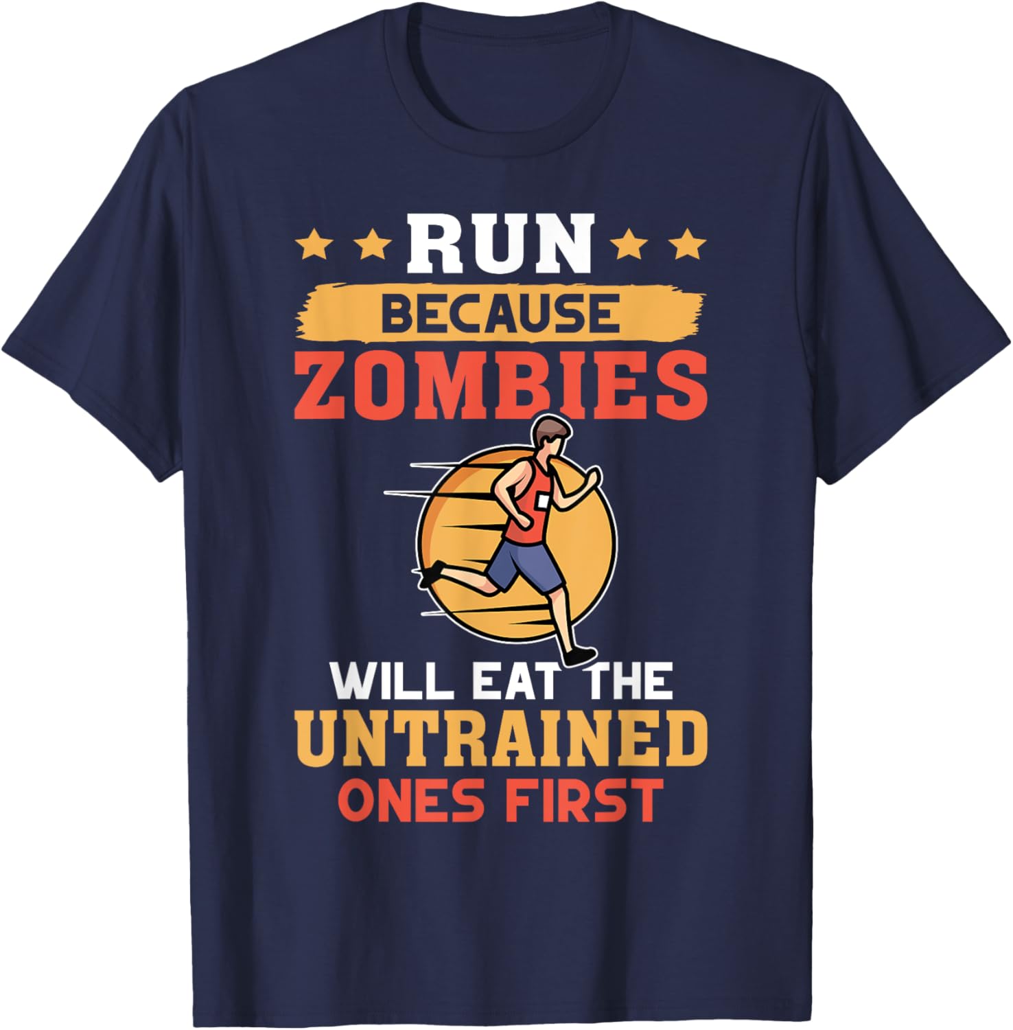 Running Zombie Marathon Runner T-Shirt - T-Shirt | Navy