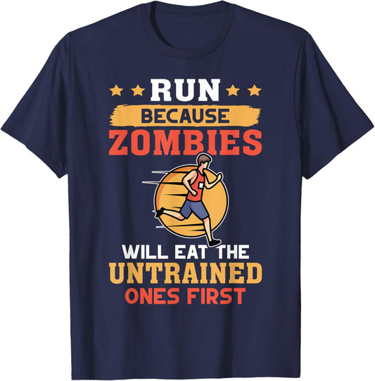 Running Zombie Marathon Runner T-Shirt - T-Shirt | Navy