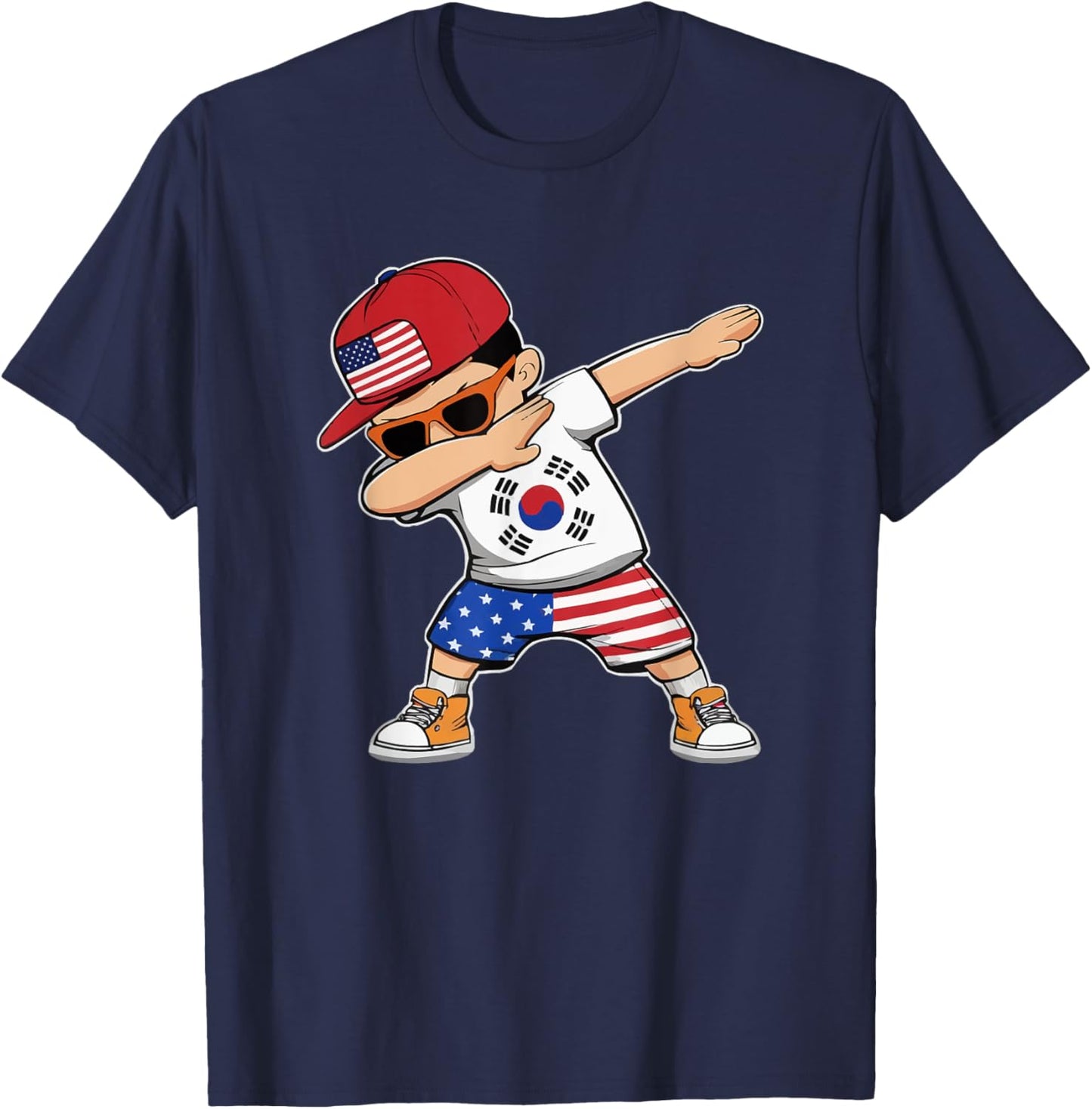 Half Korean Half American USA Flag South Korea America T-Shirt - T-Shirt | Navy