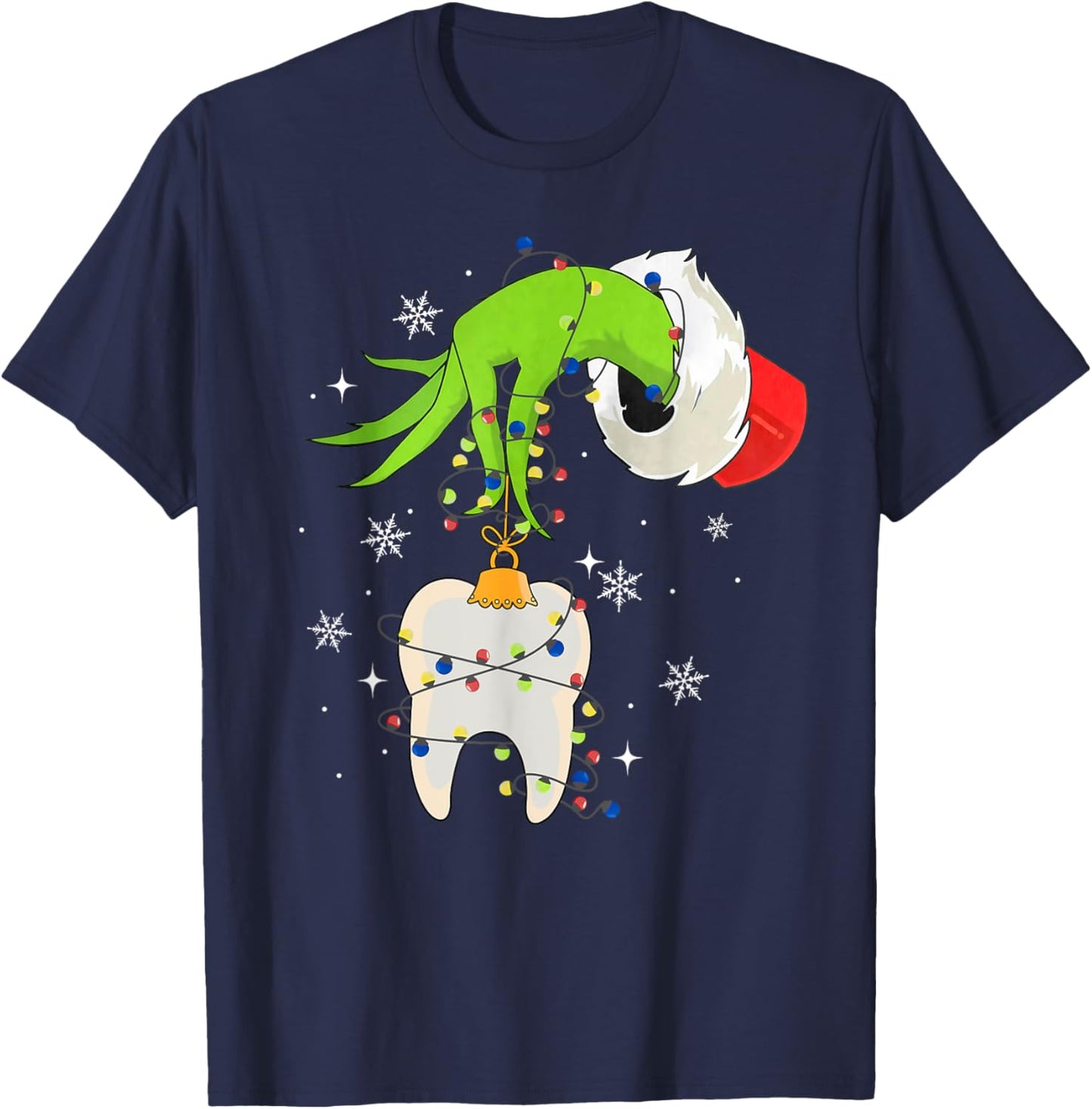 Tooth Dentist Dental Assistant Teeth Christmas Xmas Pajamas T-Shirt - T-Shirt | Navy