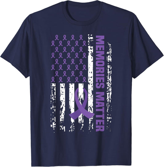 Alzheimer's Awareness Shirt Memories Matter Alz Awareness T-Shirt - T-Shirt | Navy