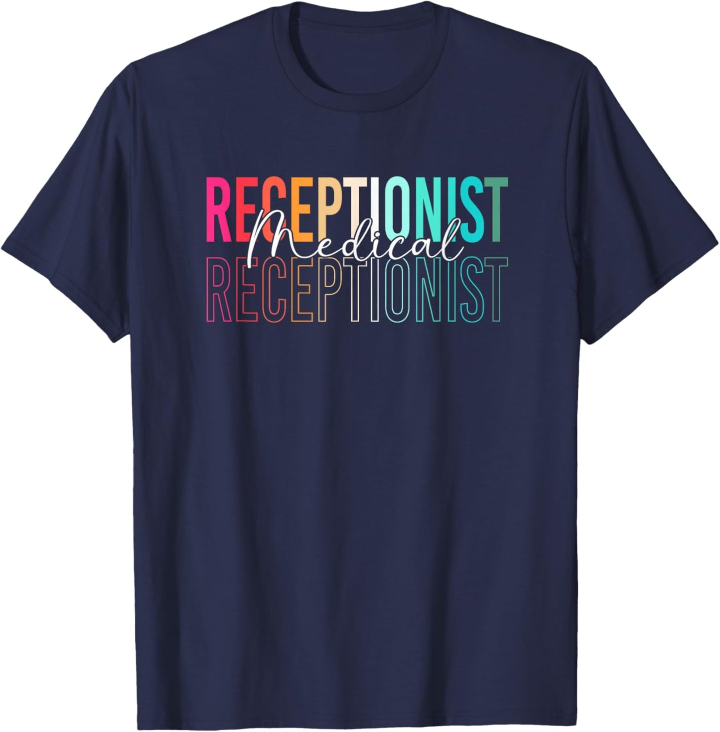 Retro Med Receptionist Front Desk Medical Receptionist T-Shirt - T-Shirt | Navy