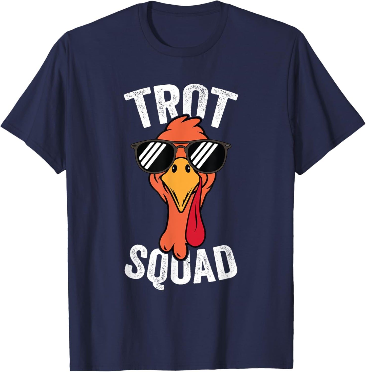 Running Turkey Sunglasses Trot Squad Thanksgiving T-Shirt - T-Shirt | Navy