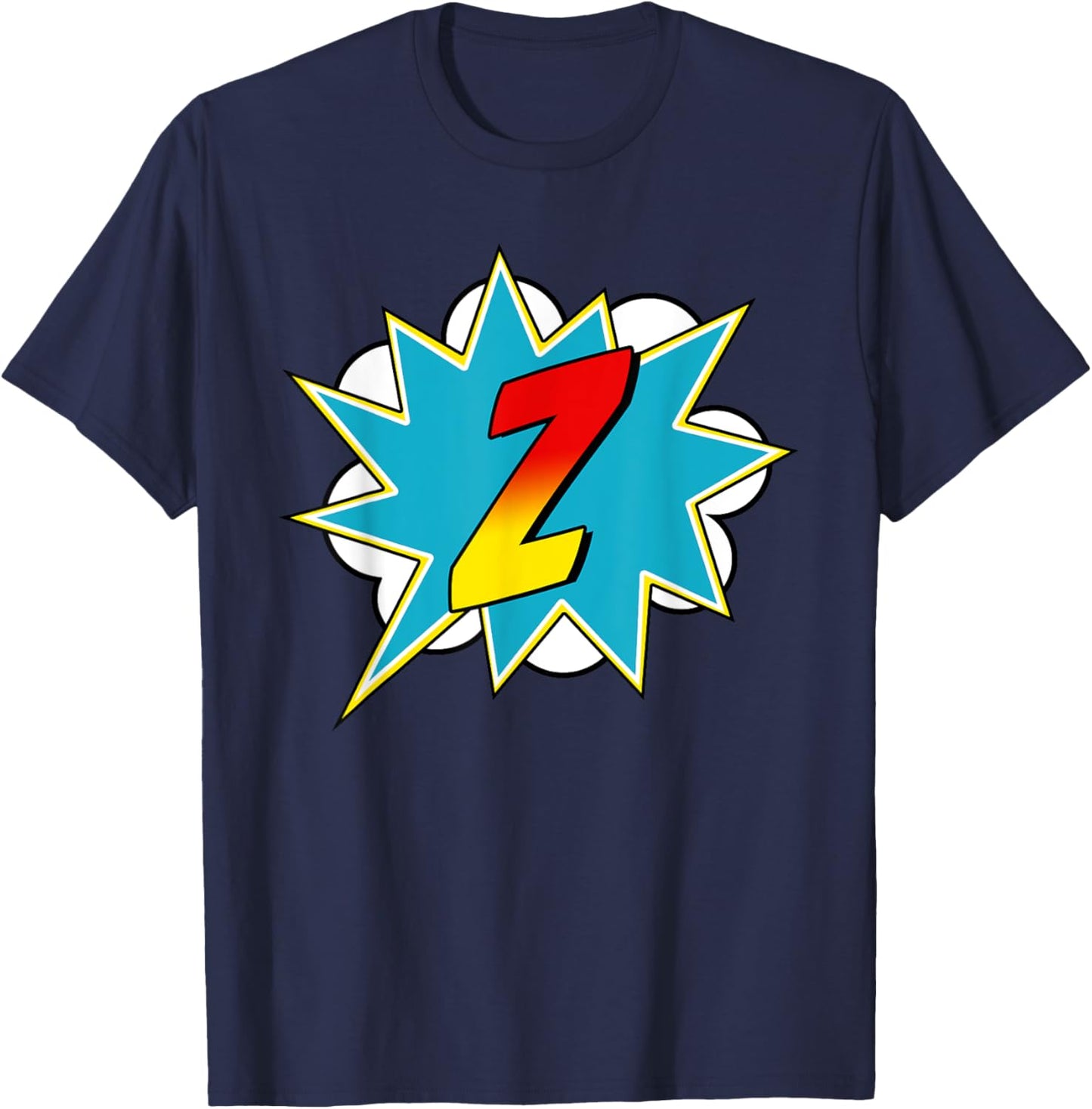 Letter Z Superhero Name Comic Letter Retro Costume T-Shirt - T-Shirt | Navy
